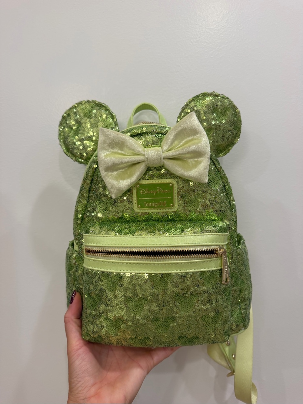 Disney loungefly green Sequin Backpack